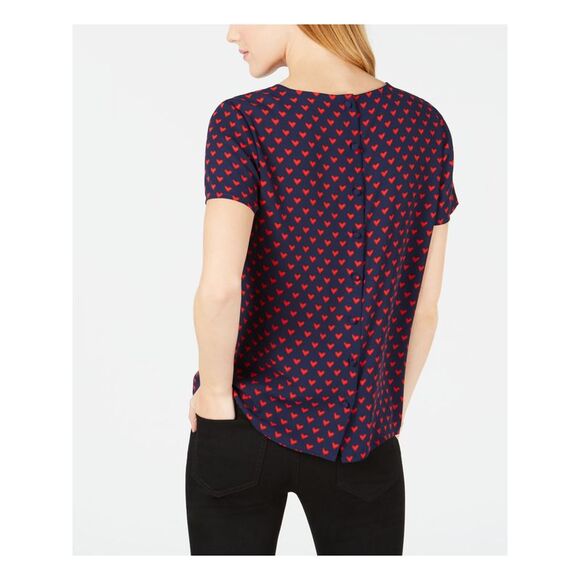 MAISON JULES Womens Navy Short Sleeve Jewel Neck Top 2XS - Picture 2 of 2